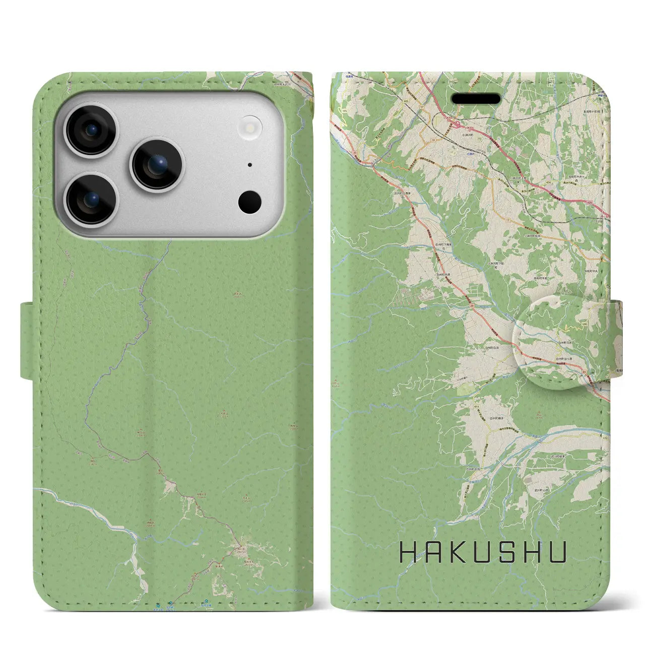【白州(山梨県)】地図柄iPhoneケース(手帳タイプ)