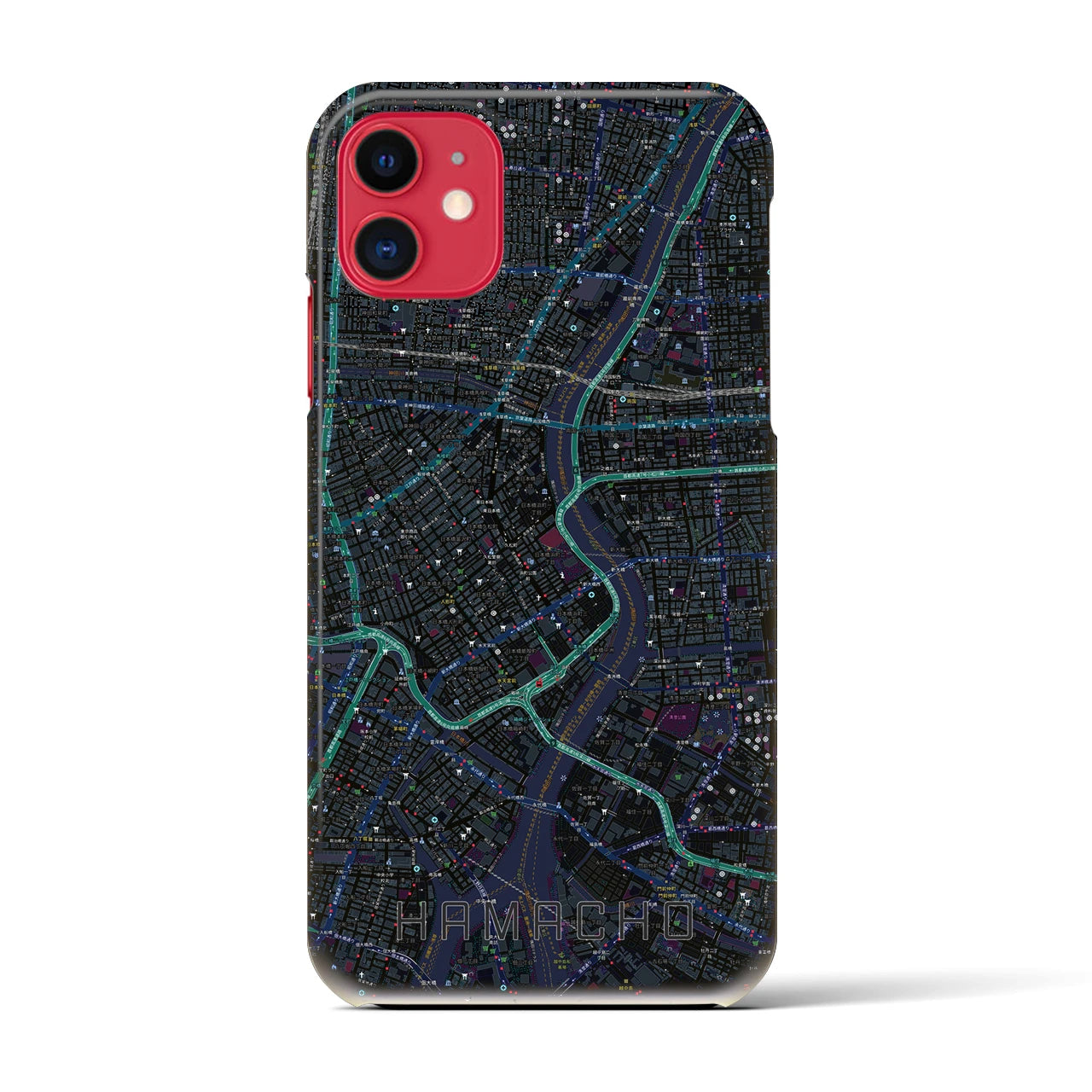 【浜町(東京都)】地図柄iPhoneケース(バックカバータイプ)