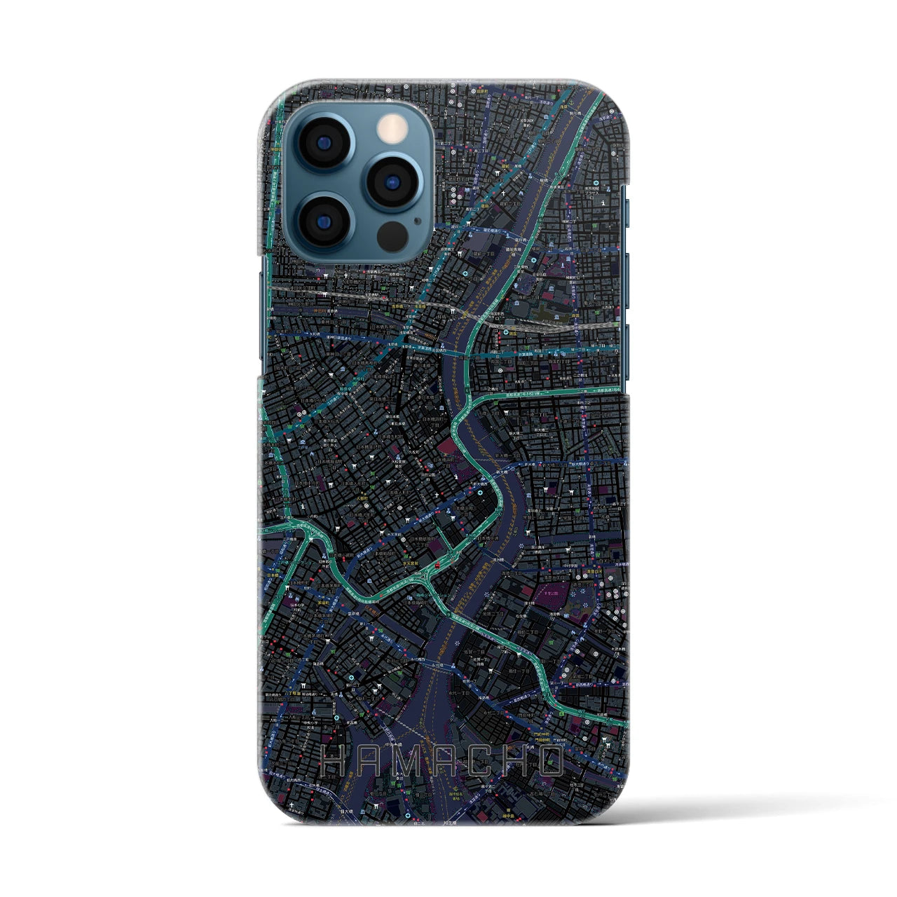 【浜町(東京都)】地図柄iPhoneケース(バックカバータイプ)