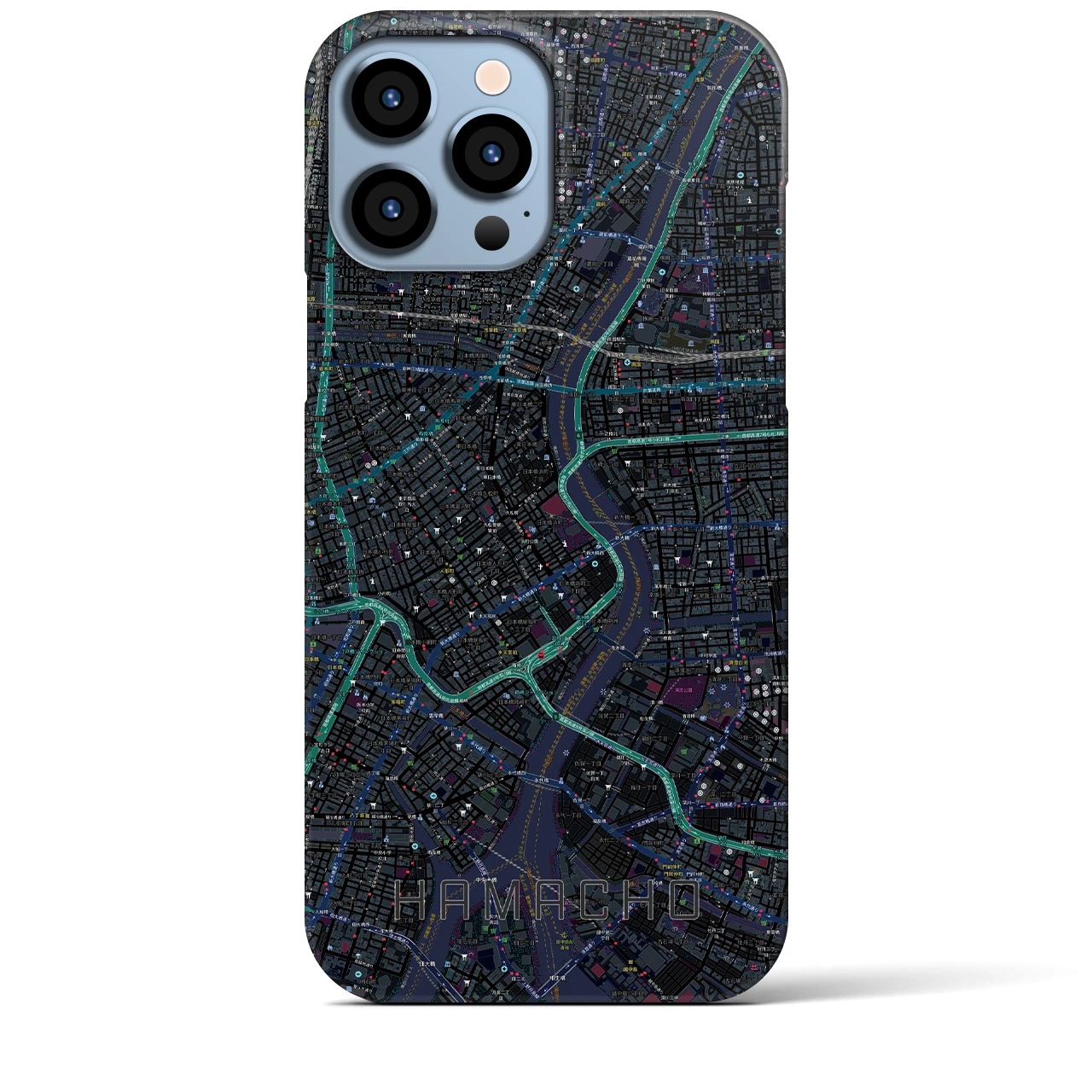 【浜町(東京都)】地図柄iPhoneケース(バックカバータイプ)