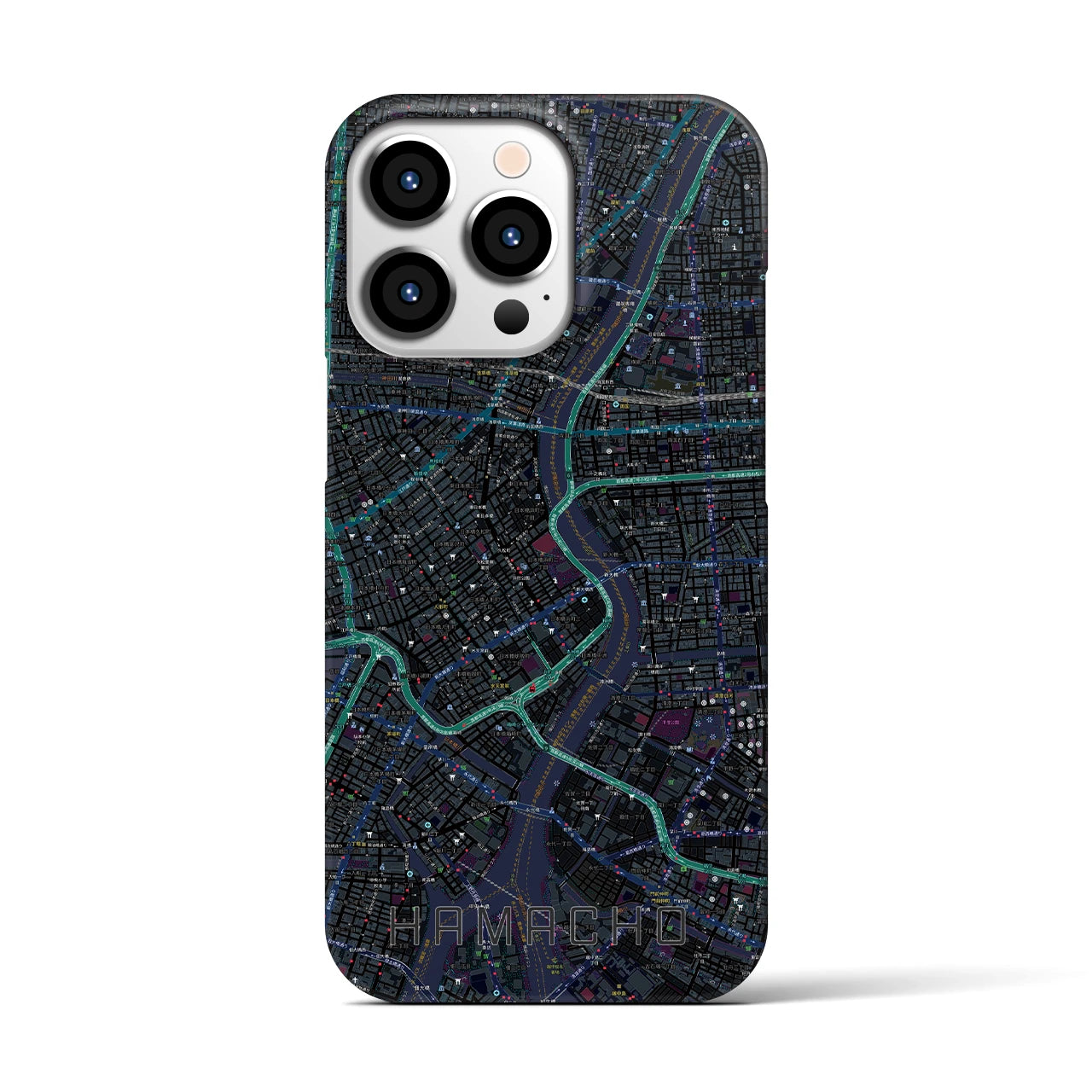 【浜町(東京都)】地図柄iPhoneケース(バックカバータイプ)
