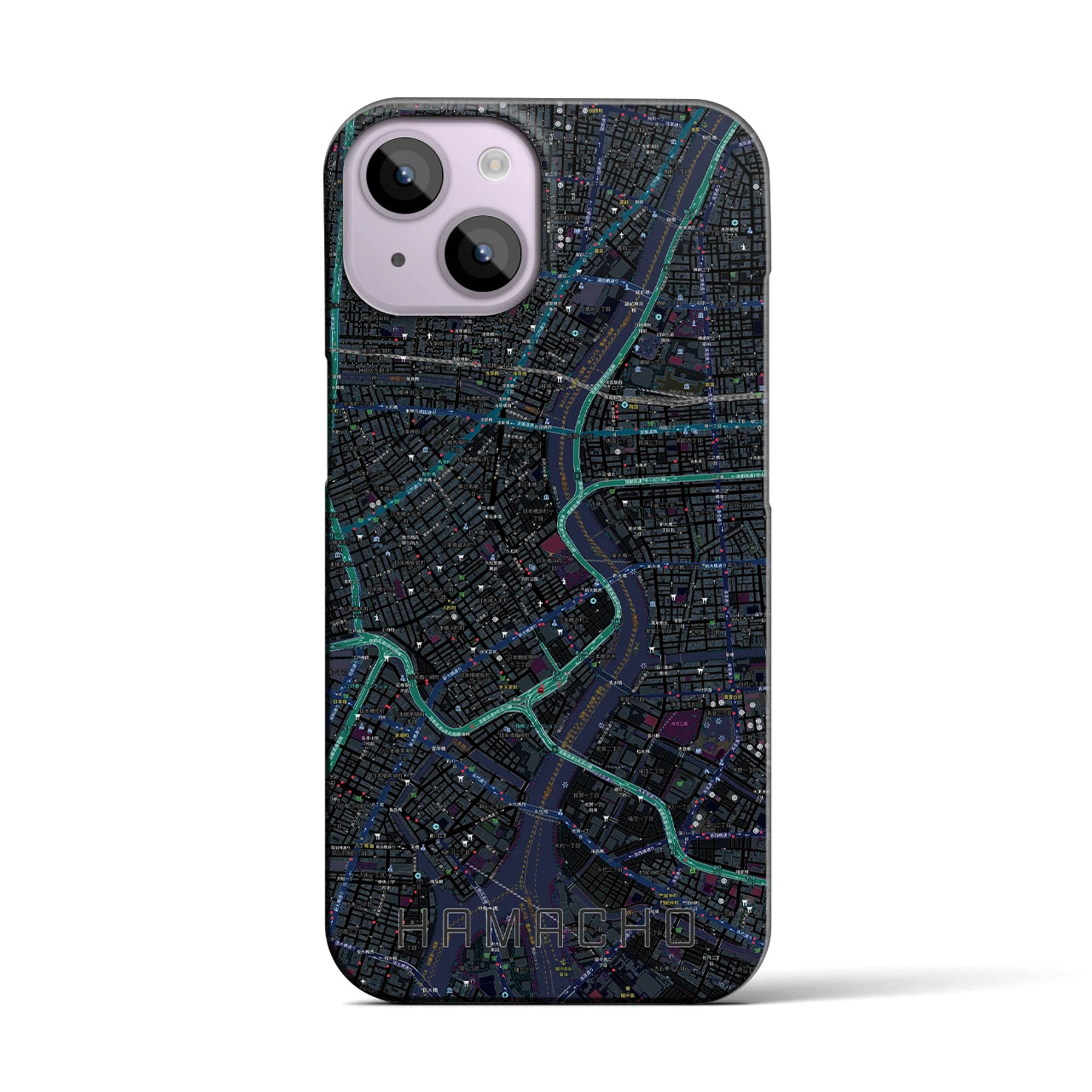 【浜町(東京都)】地図柄iPhoneケース(バックカバータイプ)