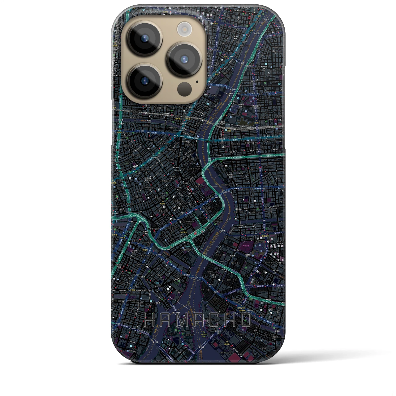 【浜町(東京都)】地図柄iPhoneケース(バックカバータイプ)