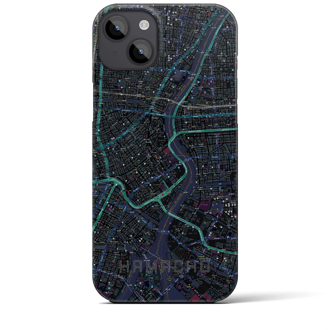 【浜町(東京都)】地図柄iPhoneケース(バックカバータイプ)