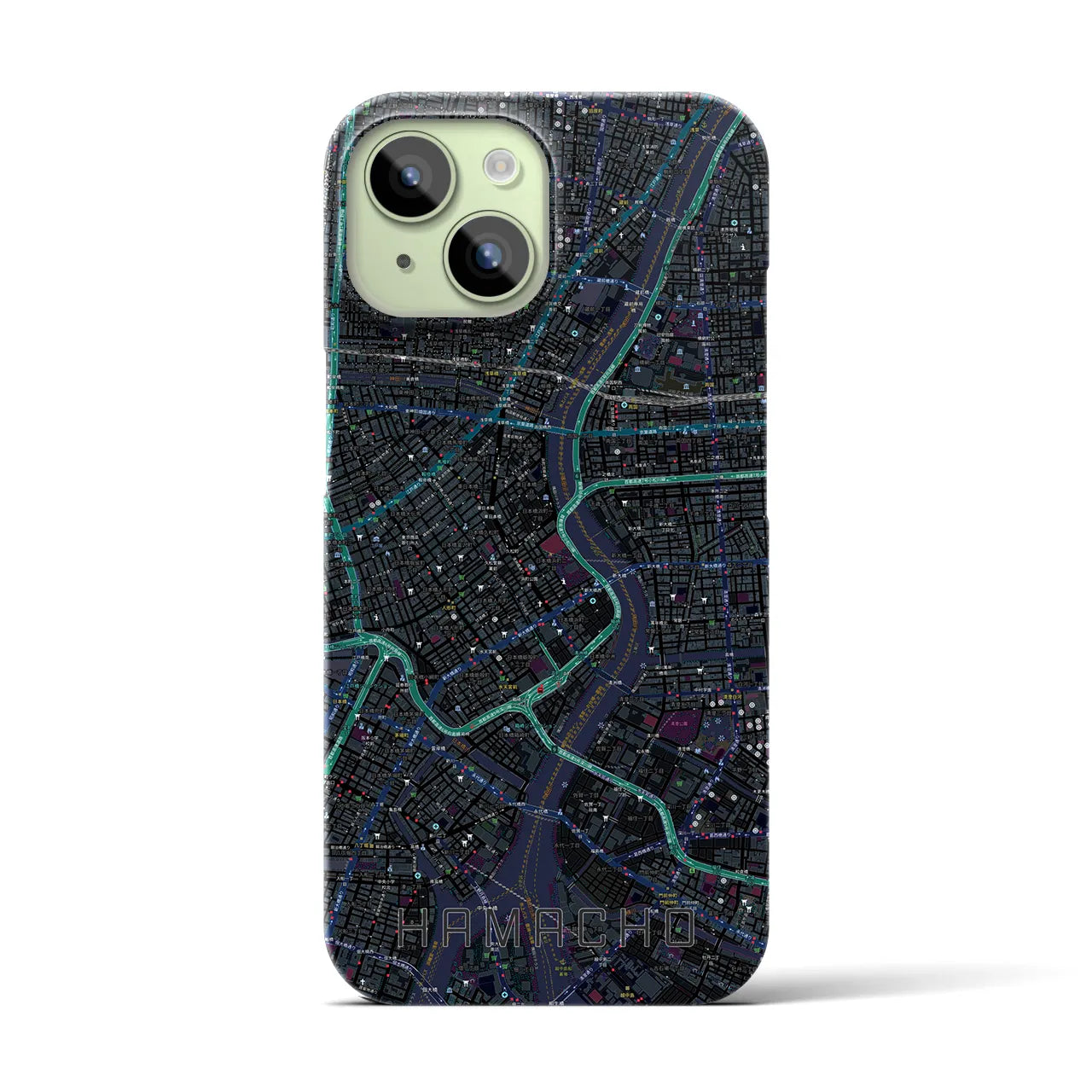 【浜町(東京都)】地図柄iPhoneケース(バックカバータイプ)