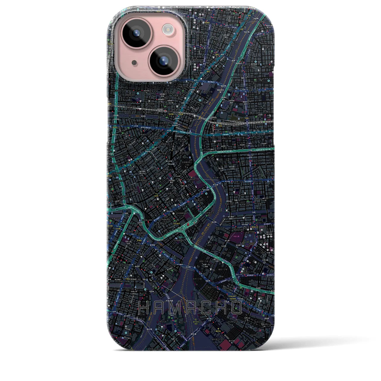 【浜町(東京都)】地図柄iPhoneケース(バックカバータイプ)