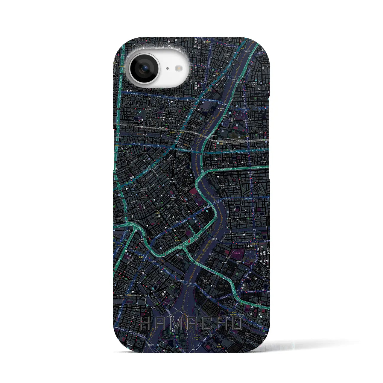 【浜町(東京都)】地図柄iPhoneケース(バックカバータイプ)