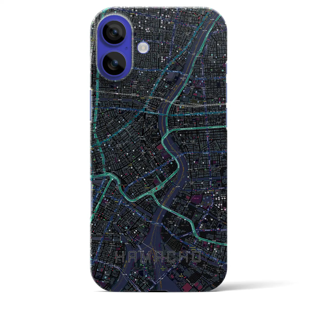 【浜町(東京都)】地図柄iPhoneケース(バックカバータイプ)