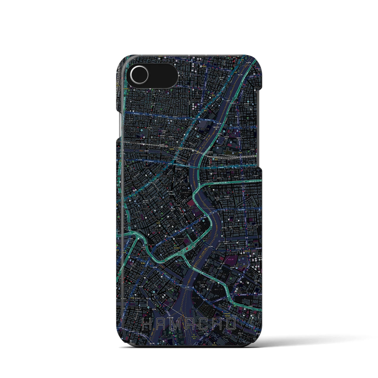 【浜町(東京都)】地図柄iPhoneケース(バックカバータイプ)