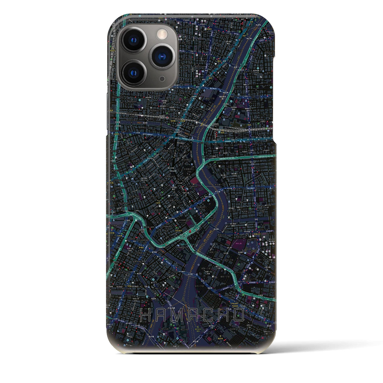 【浜町(東京都)】地図柄iPhoneケース(バックカバータイプ)