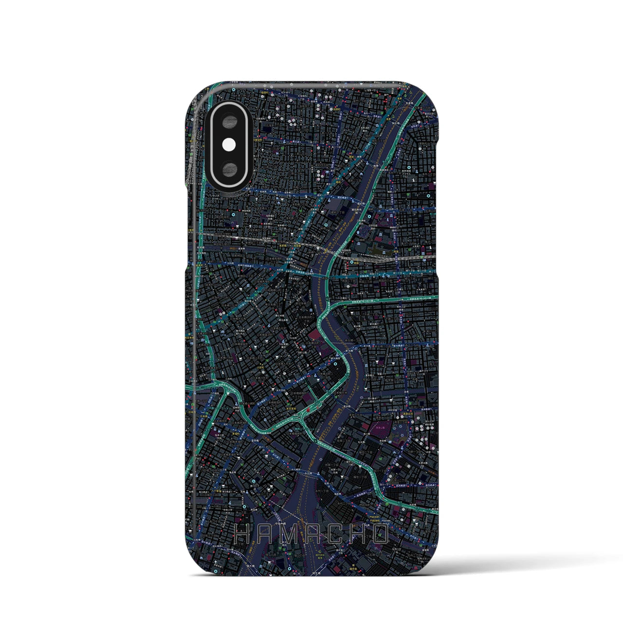 【浜町(東京都)】地図柄iPhoneケース(バックカバータイプ)