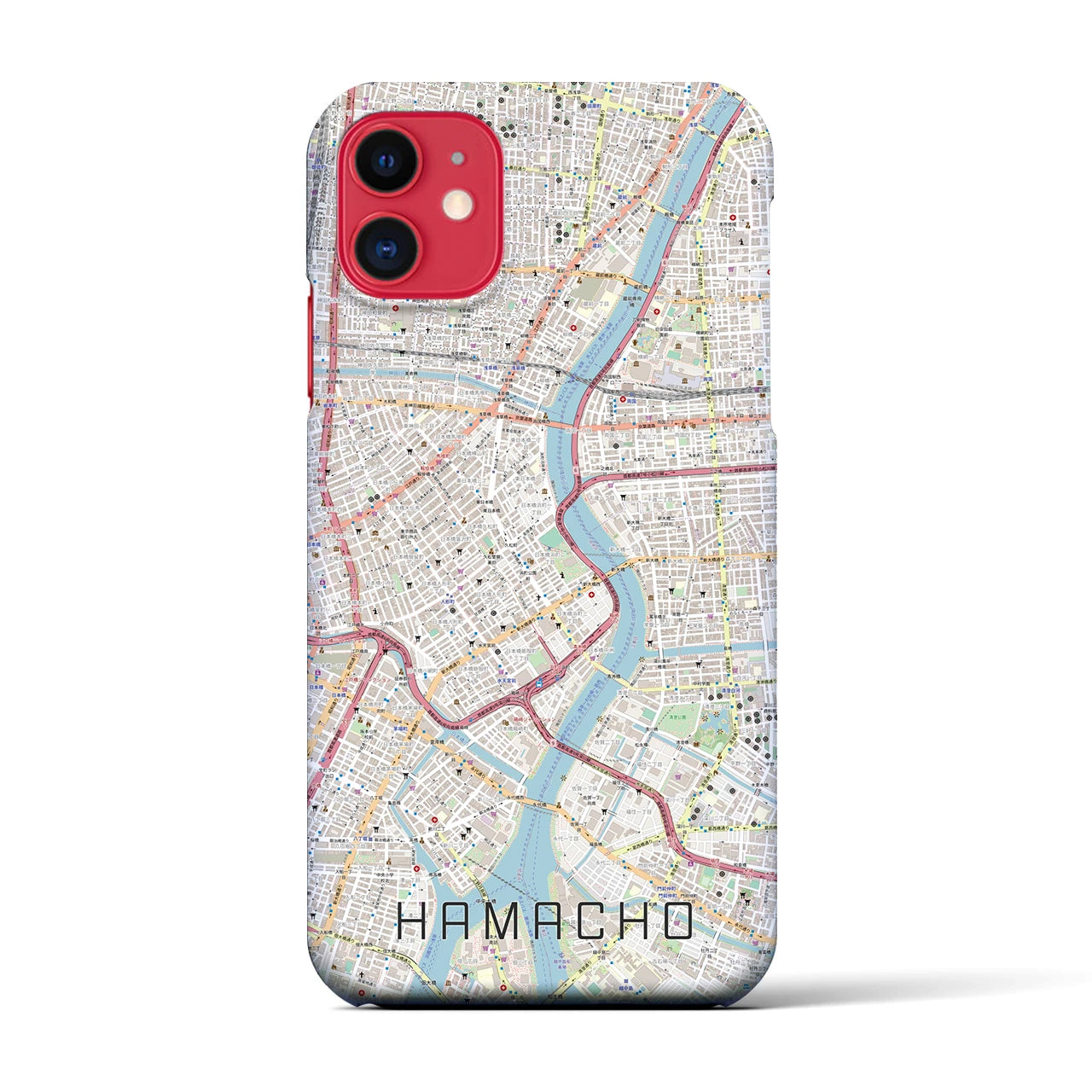 【浜町(東京都)】地図柄iPhoneケース(バックカバータイプ)