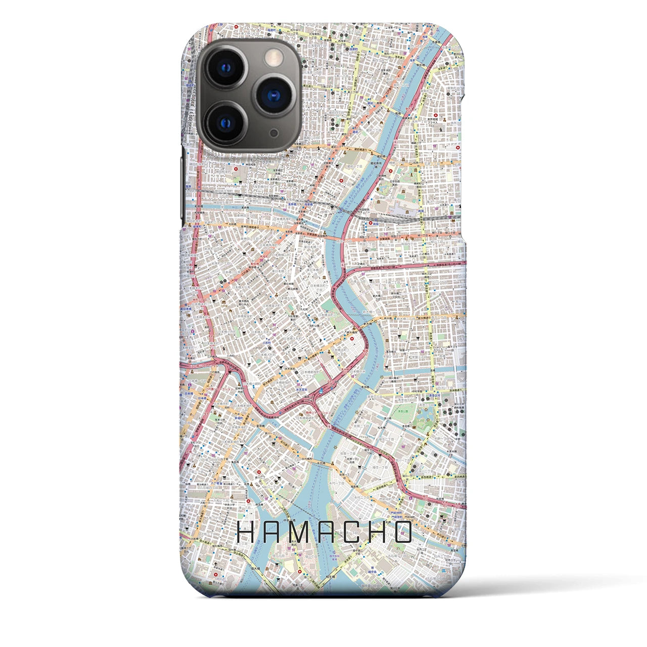 【浜町(東京都)】地図柄iPhoneケース(バックカバータイプ)