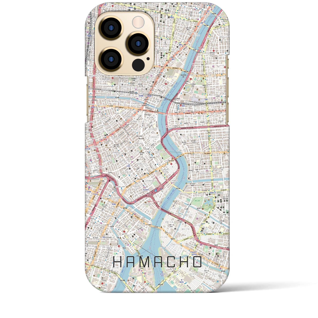 【浜町(東京都)】地図柄iPhoneケース(バックカバータイプ)