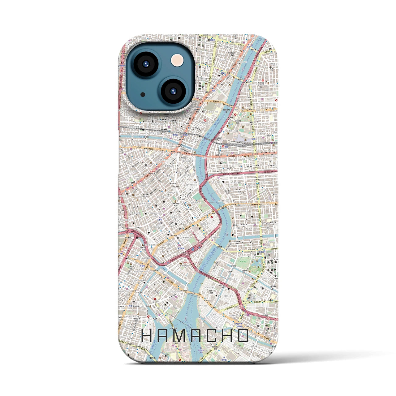 【浜町(東京都)】地図柄iPhoneケース(バックカバータイプ)