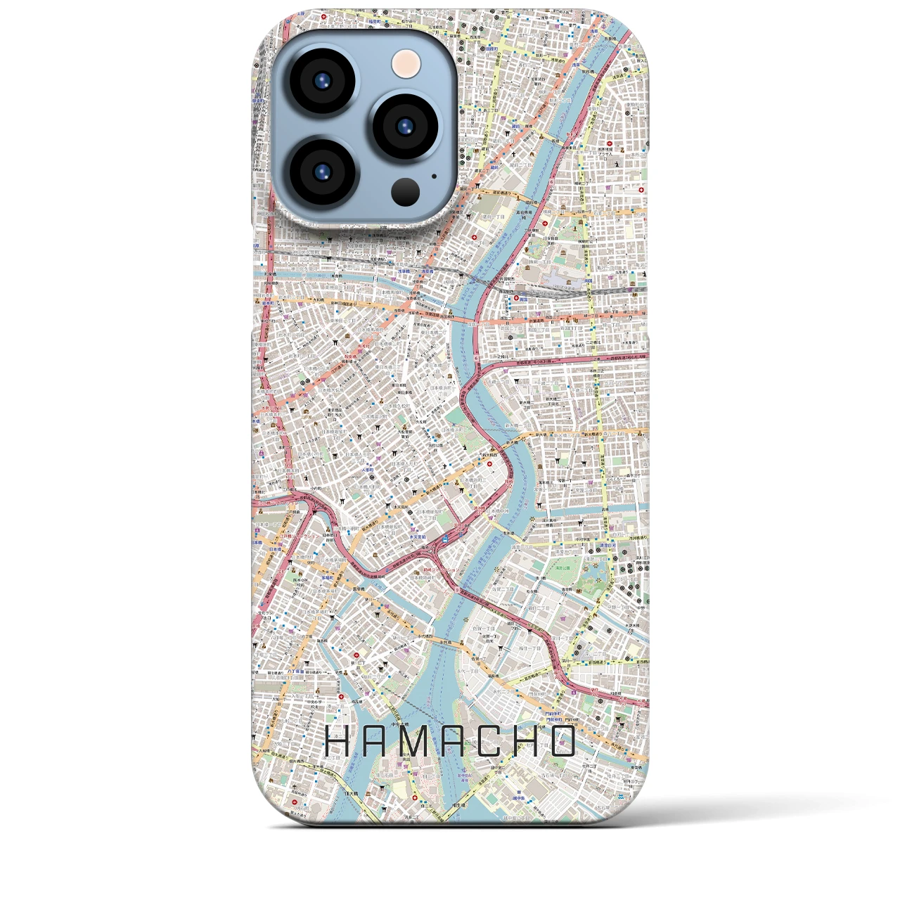 【浜町(東京都)】地図柄iPhoneケース(バックカバータイプ)