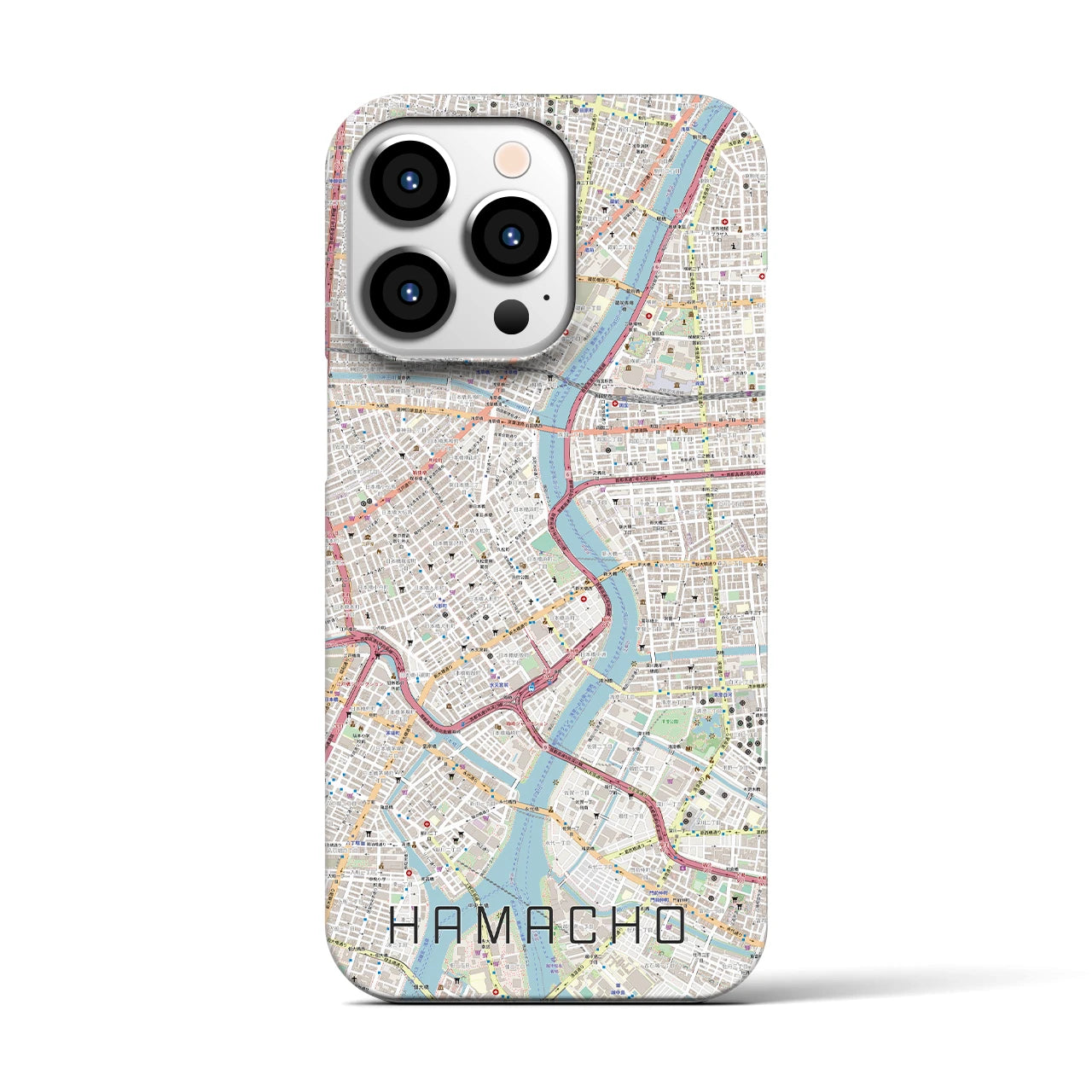 【浜町(東京都)】地図柄iPhoneケース(バックカバータイプ)