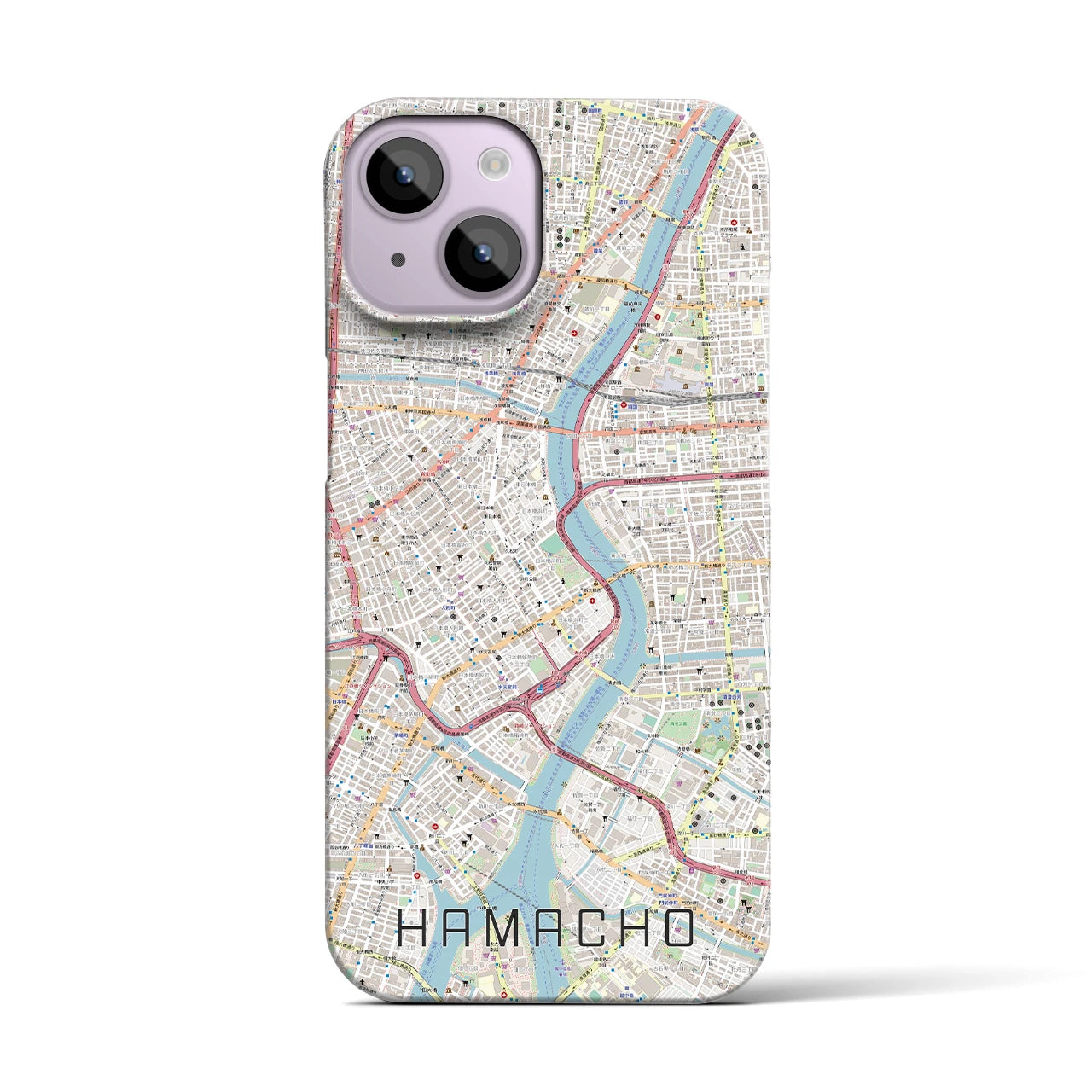 【浜町(東京都)】地図柄iPhoneケース(バックカバータイプ)