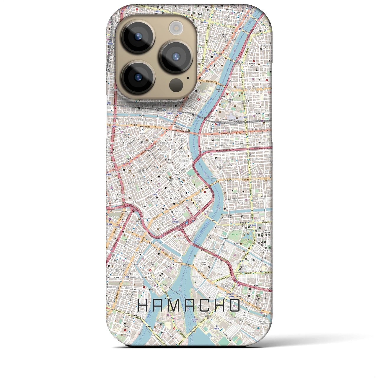 【浜町(東京都)】地図柄iPhoneケース(バックカバータイプ)