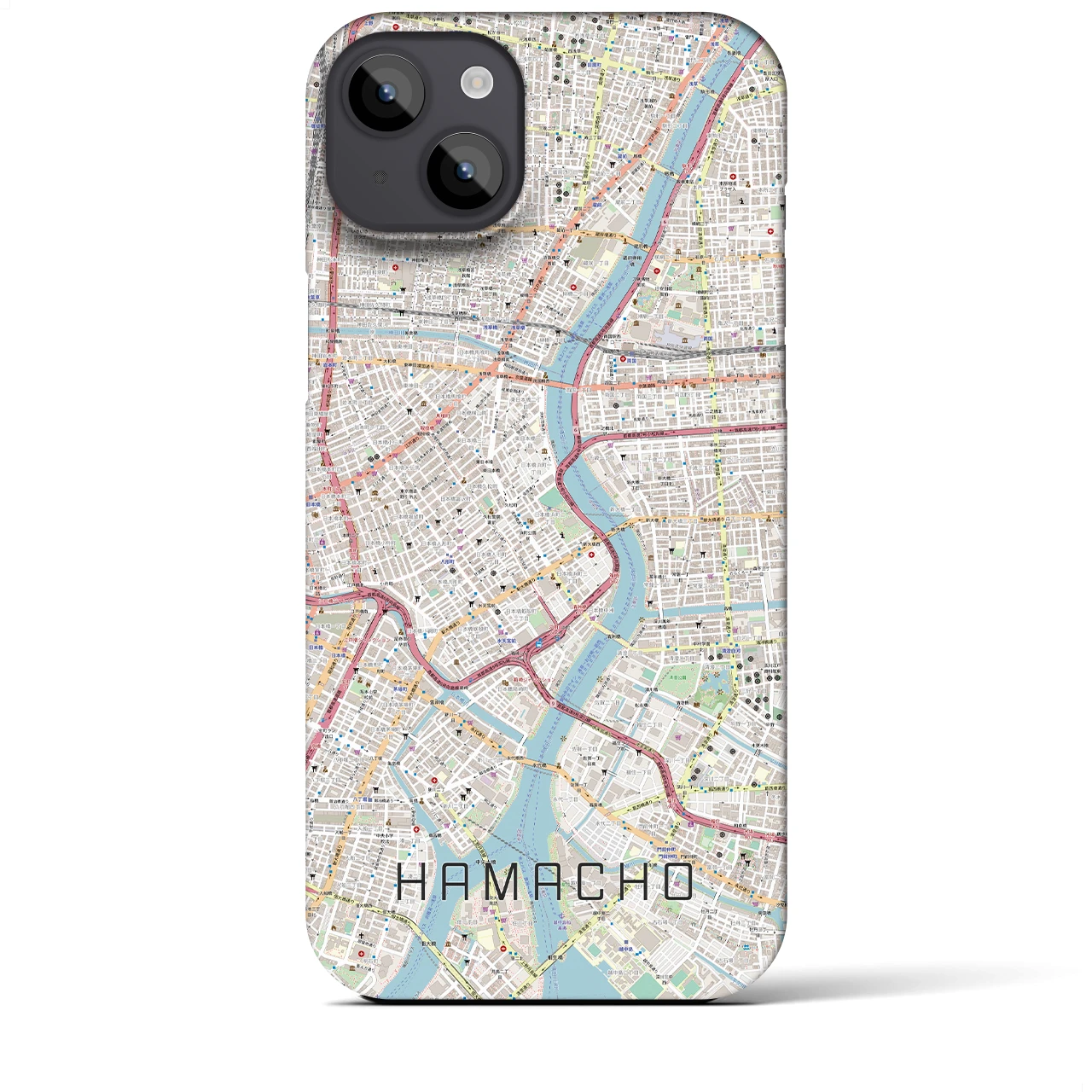 【浜町(東京都)】地図柄iPhoneケース(バックカバータイプ)