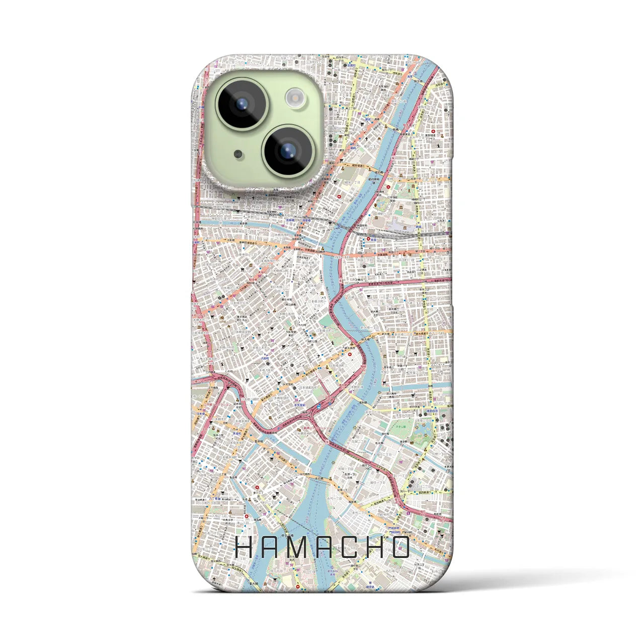【浜町(東京都)】地図柄iPhoneケース(バックカバータイプ)