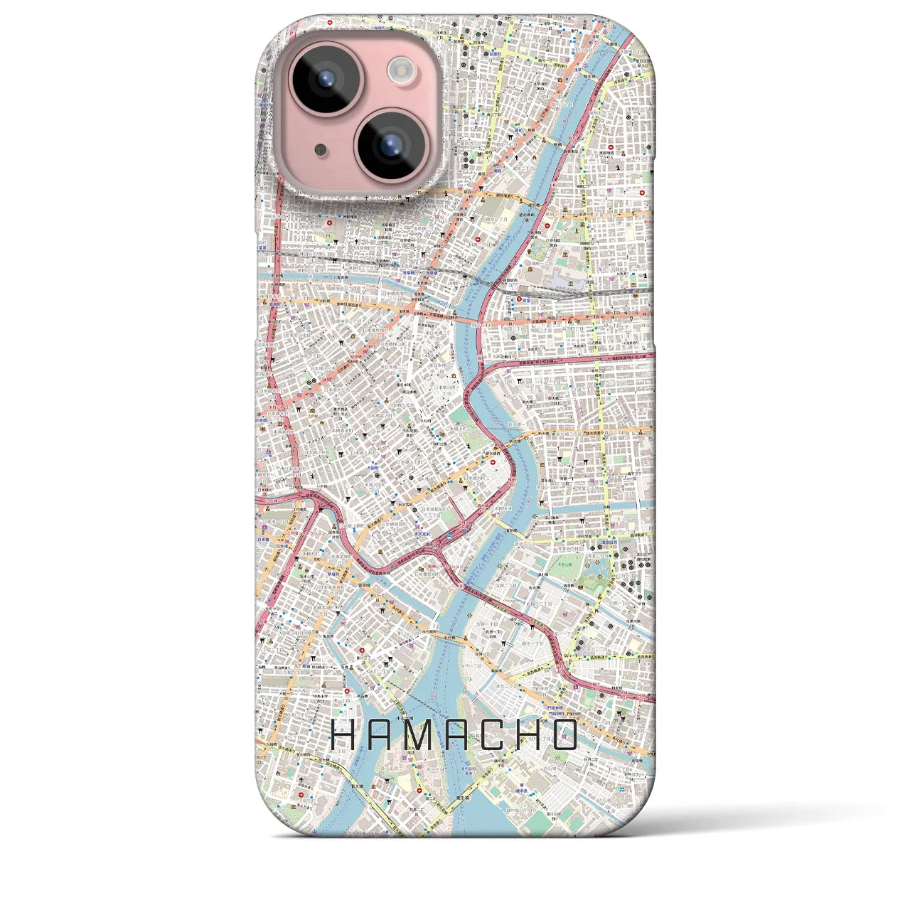 【浜町(東京都)】地図柄iPhoneケース(バックカバータイプ)