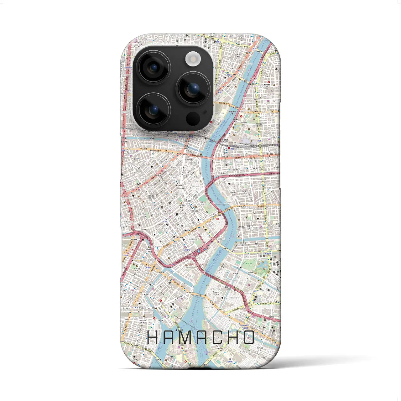 【浜町(東京都)】地図柄iPhoneケース(バックカバータイプ)