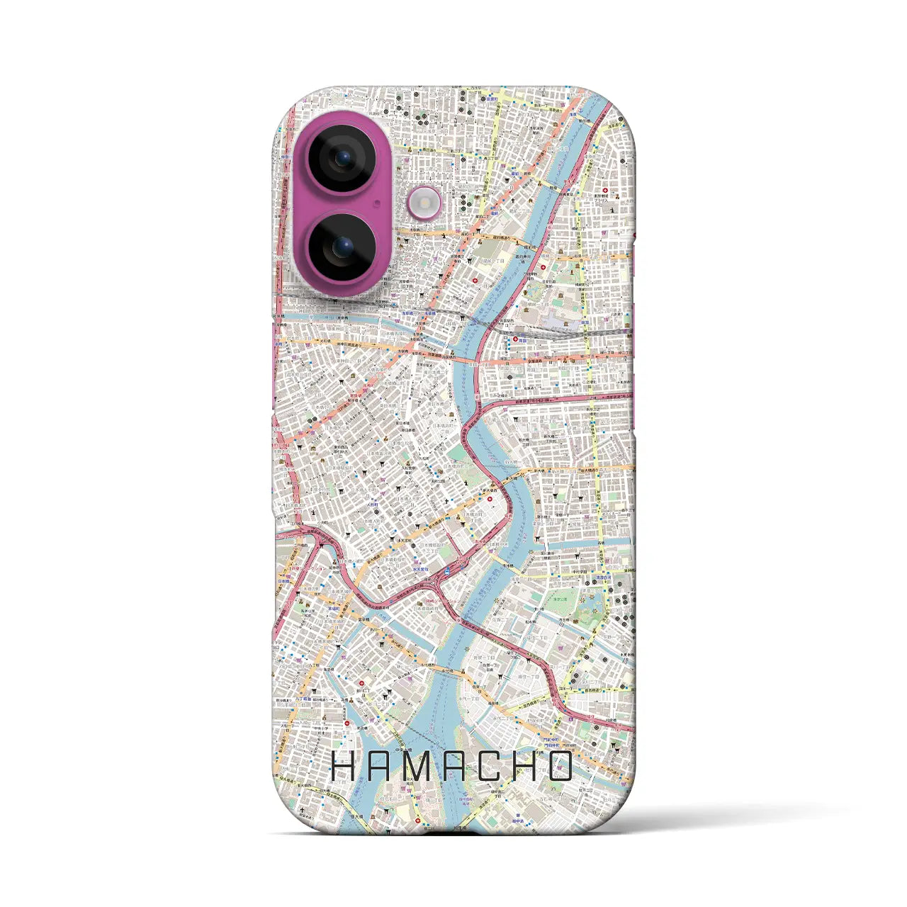 【浜町(東京都)】地図柄iPhoneケース(バックカバータイプ)