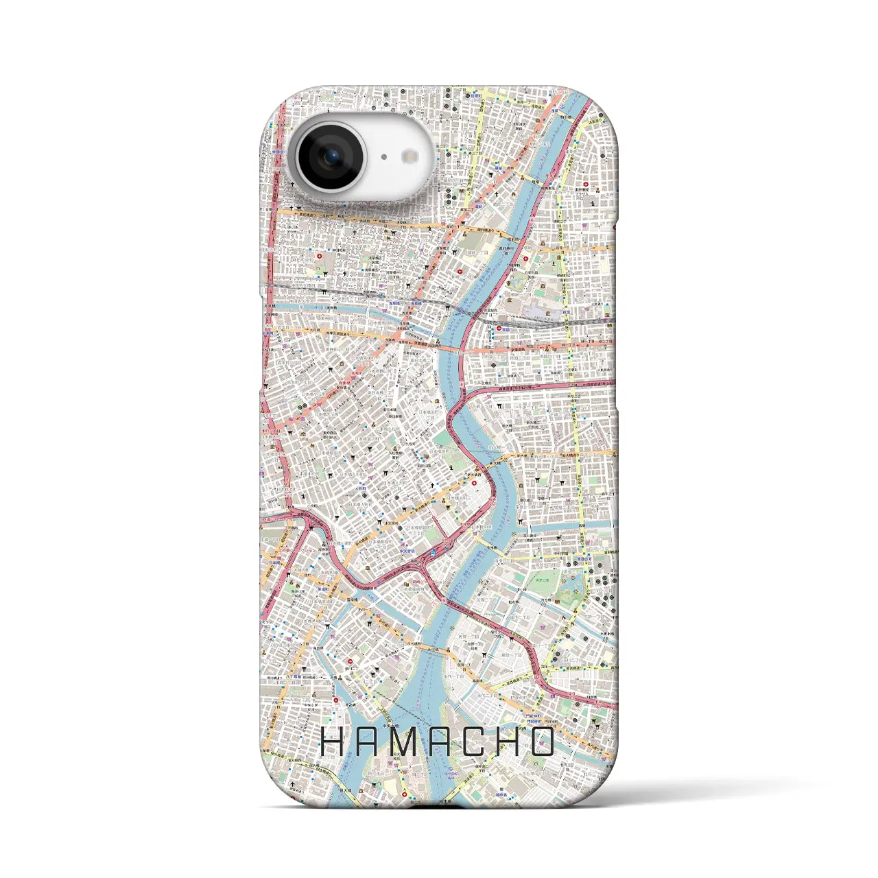 【浜町(東京都)】地図柄iPhoneケース(バックカバータイプ)