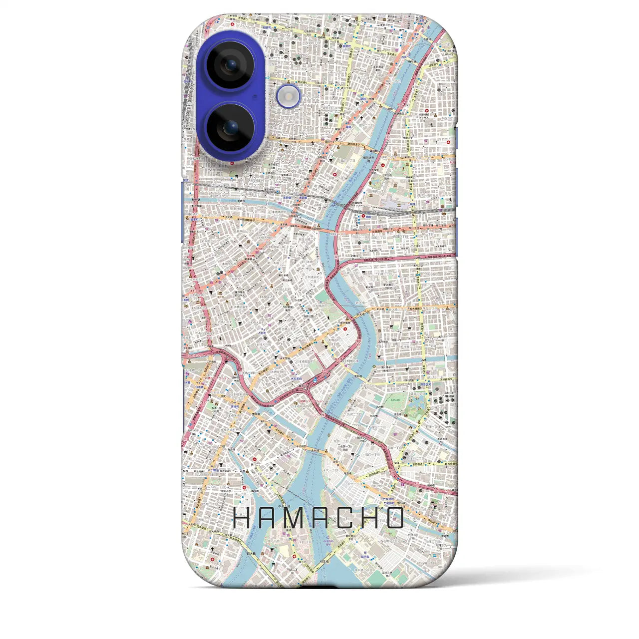 【浜町(東京都)】地図柄iPhoneケース(バックカバータイプ)