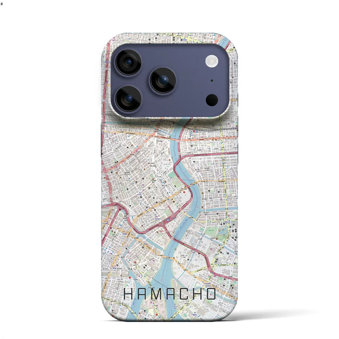 【浜町(東京都)】地図柄iPhoneケース(バックカバータイプ)ナチュラル・iPhone 17 Pro Max 用