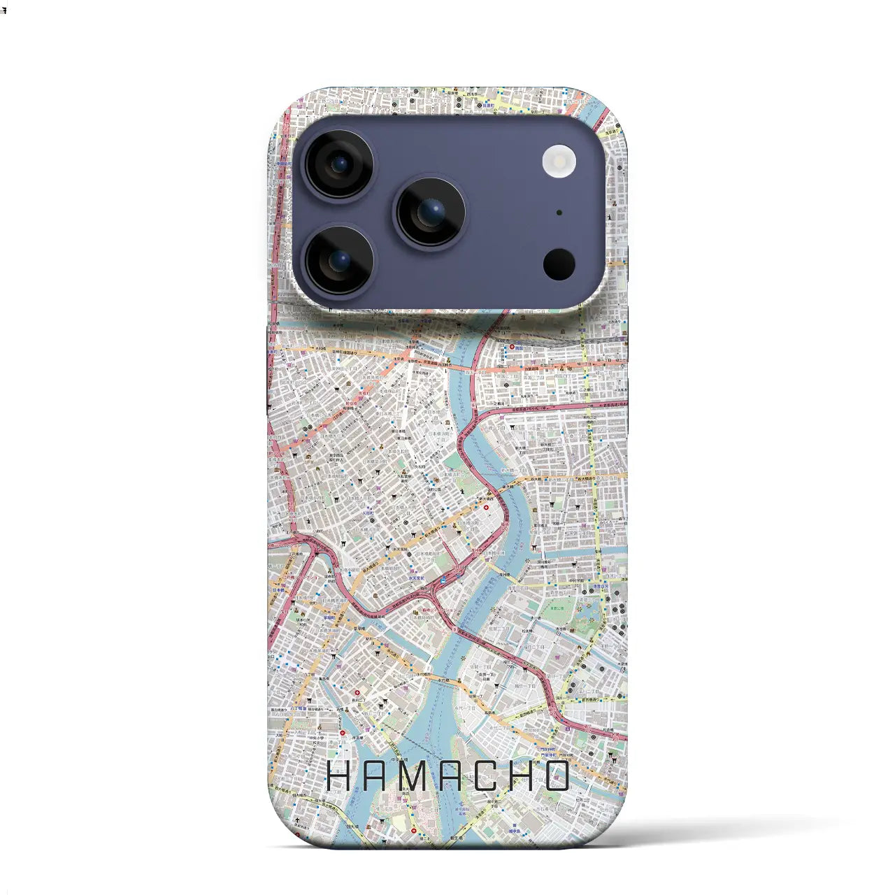 【浜町(東京都)】地図柄iPhoneケース(バックカバータイプ)ナチュラル・iPhone 17 Pro Max 用