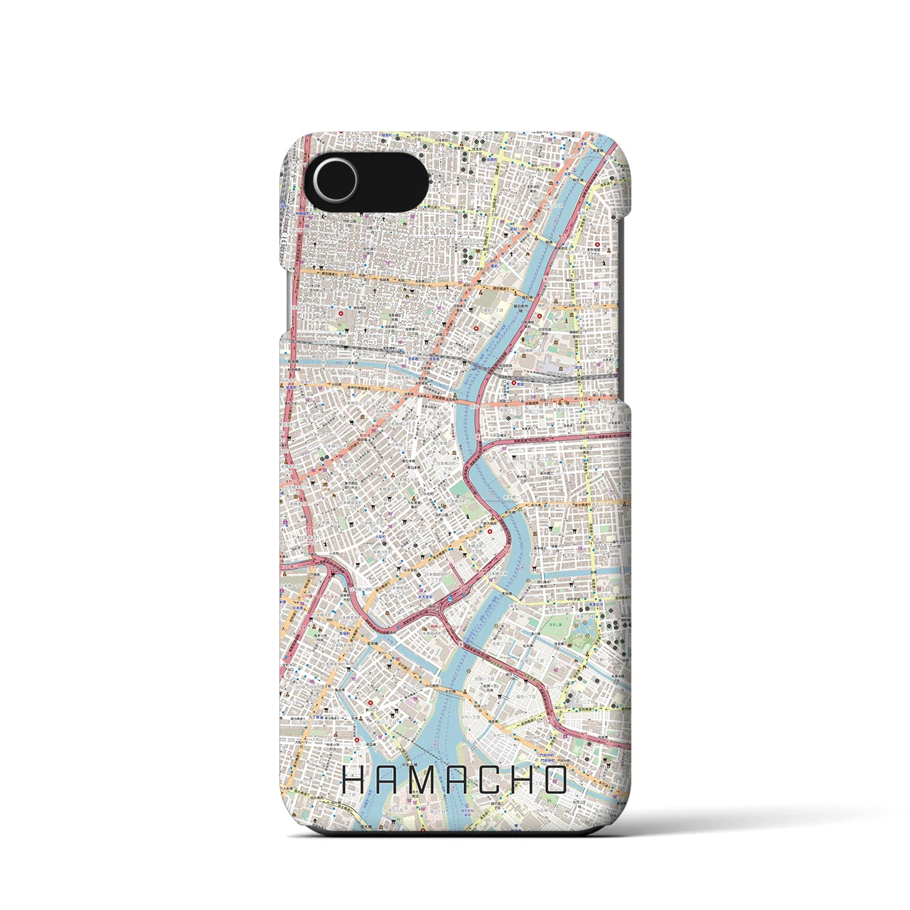 【浜町(東京都)】地図柄iPhoneケース(バックカバータイプ)