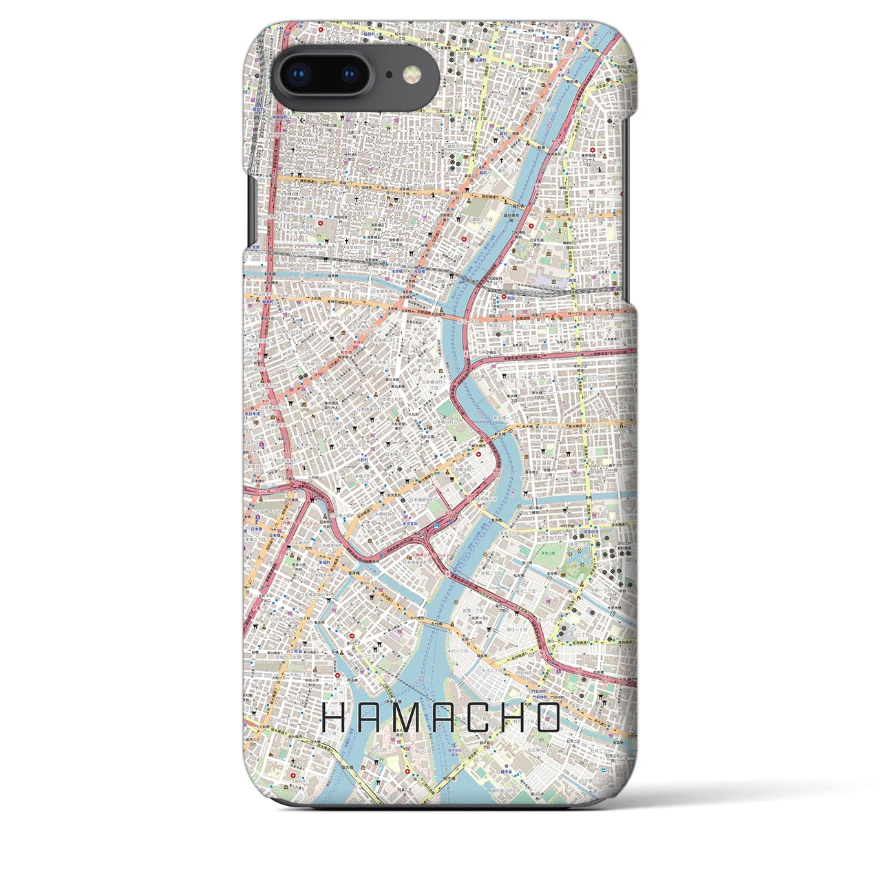 【浜町(東京都)】地図柄iPhoneケース(バックカバータイプ)