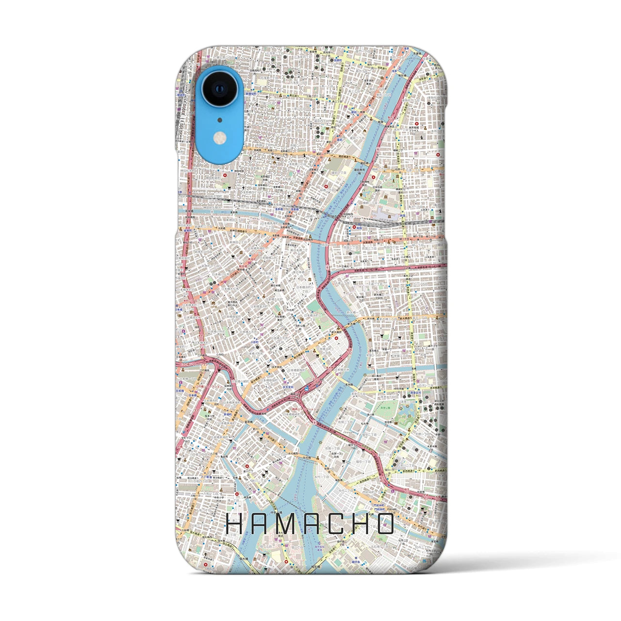 【浜町(東京都)】地図柄iPhoneケース(バックカバータイプ)