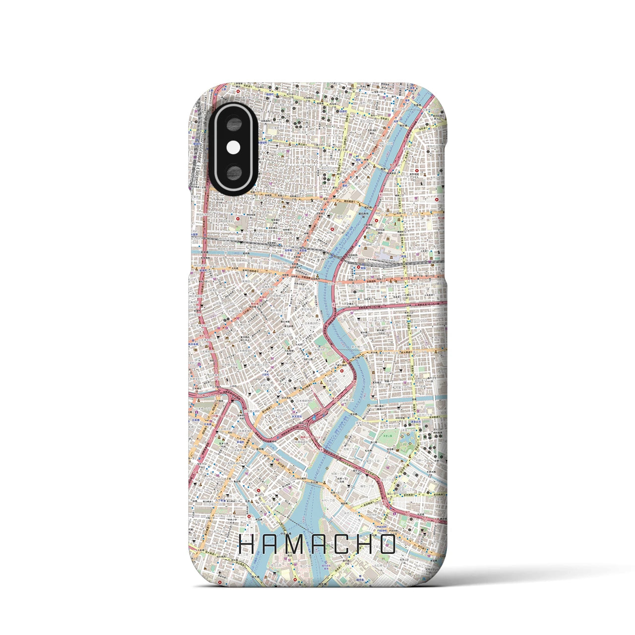 【浜町(東京都)】地図柄iPhoneケース(バックカバータイプ)