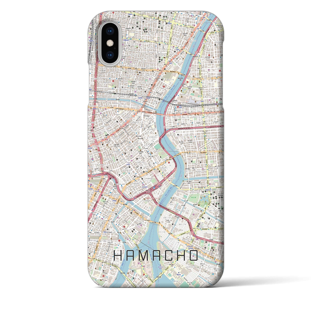 【浜町(東京都)】地図柄iPhoneケース(バックカバータイプ)