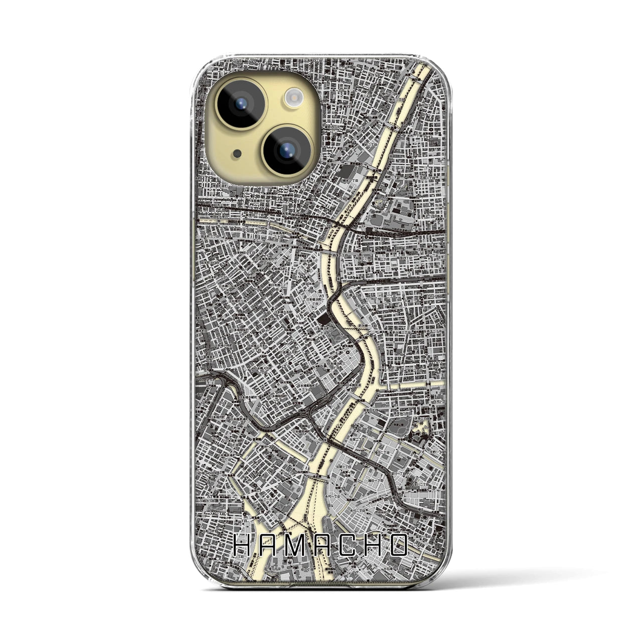 【浜町(東京都)】地図柄iPhoneケース(クリアタイプ)