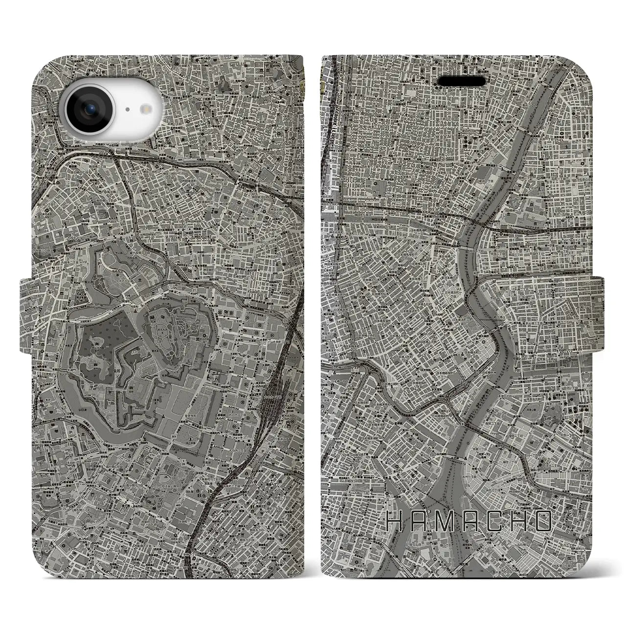 【浜町(東京都)】地図柄iPhoneケース(手帳タイプ)