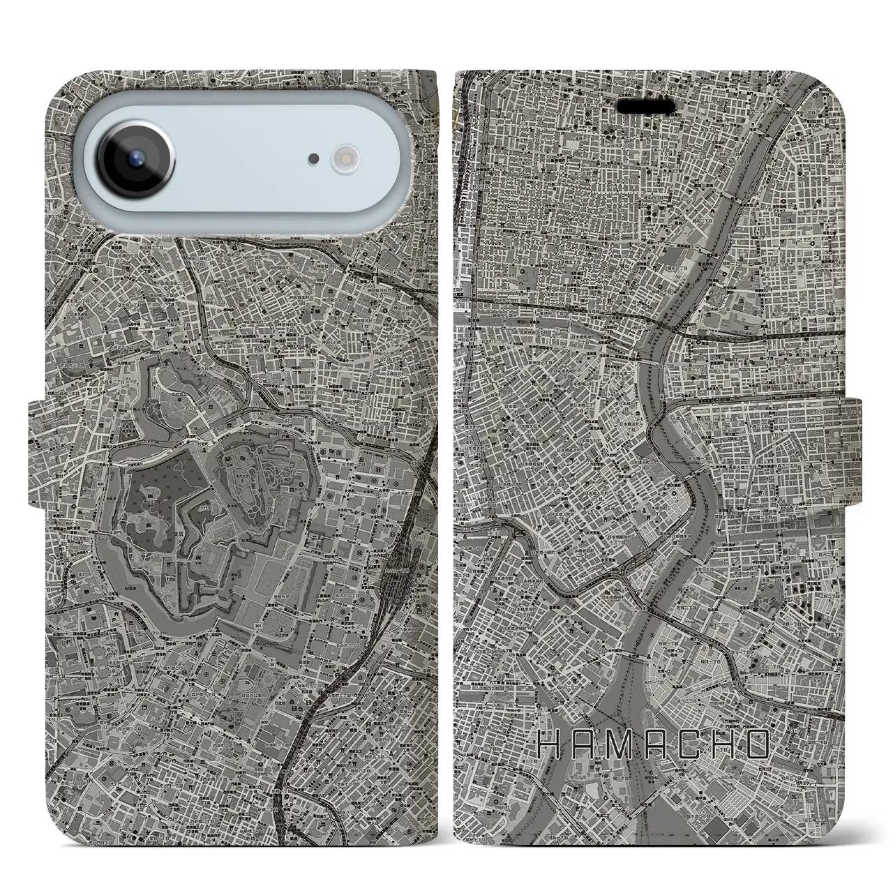 【浜町(東京都)】地図柄iPhoneケース(手帳タイプ)