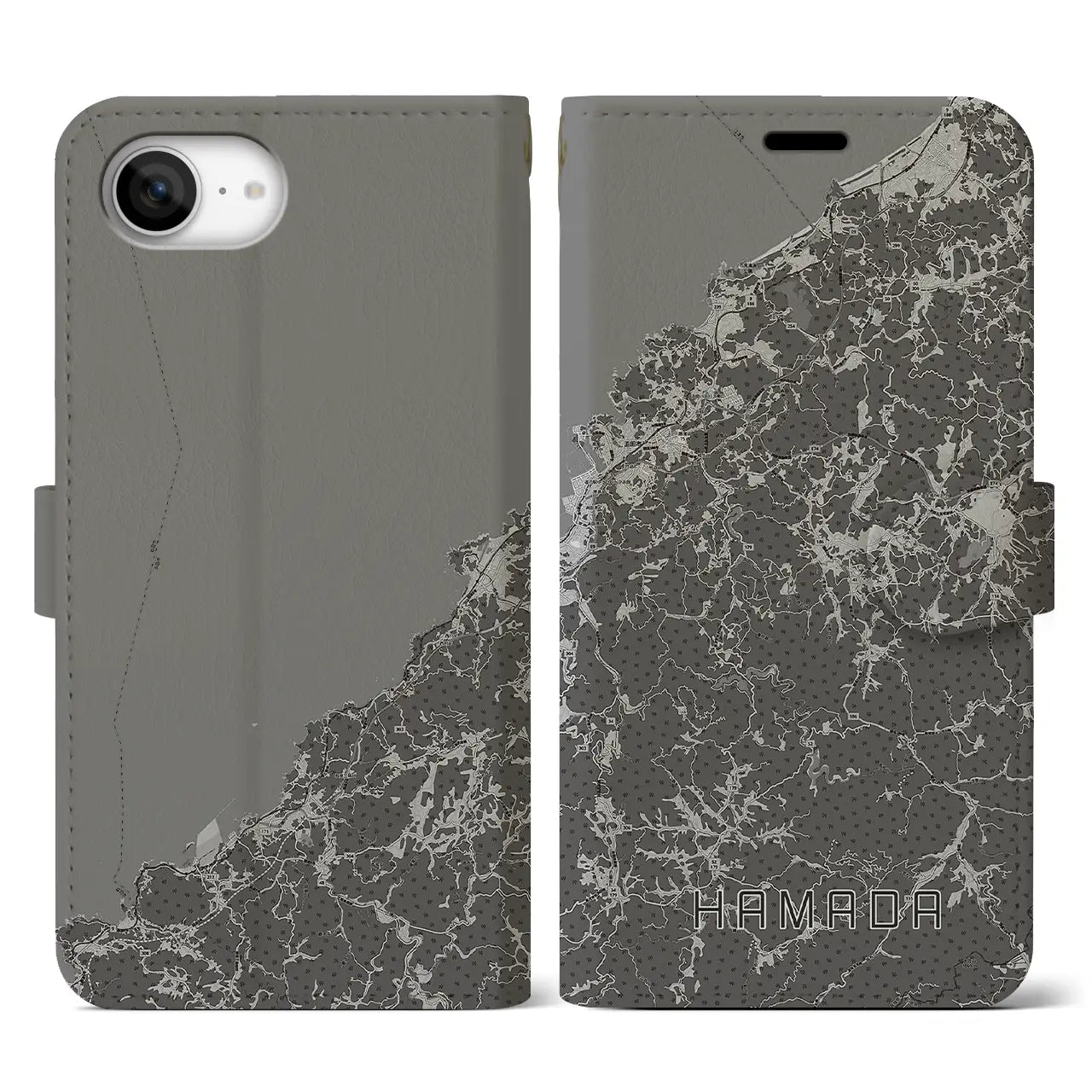 【浜田(島根県)】地図柄iPhoneケース(手帳タイプ)