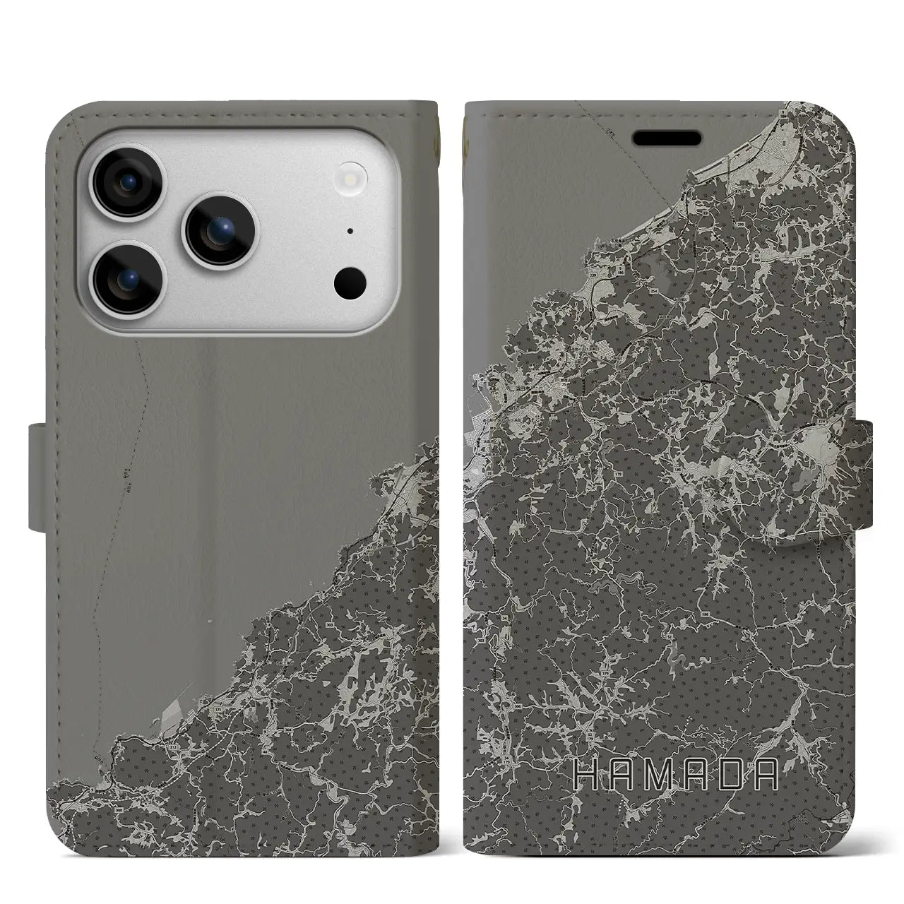 【浜田(島根県)】地図柄iPhoneケース(手帳タイプ)