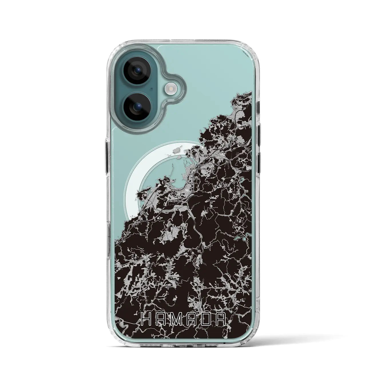 【浜田(島根県)】地図柄iPhoneケース(MagSafeタイプ)モノトーン・iPhone 16 Pro 用