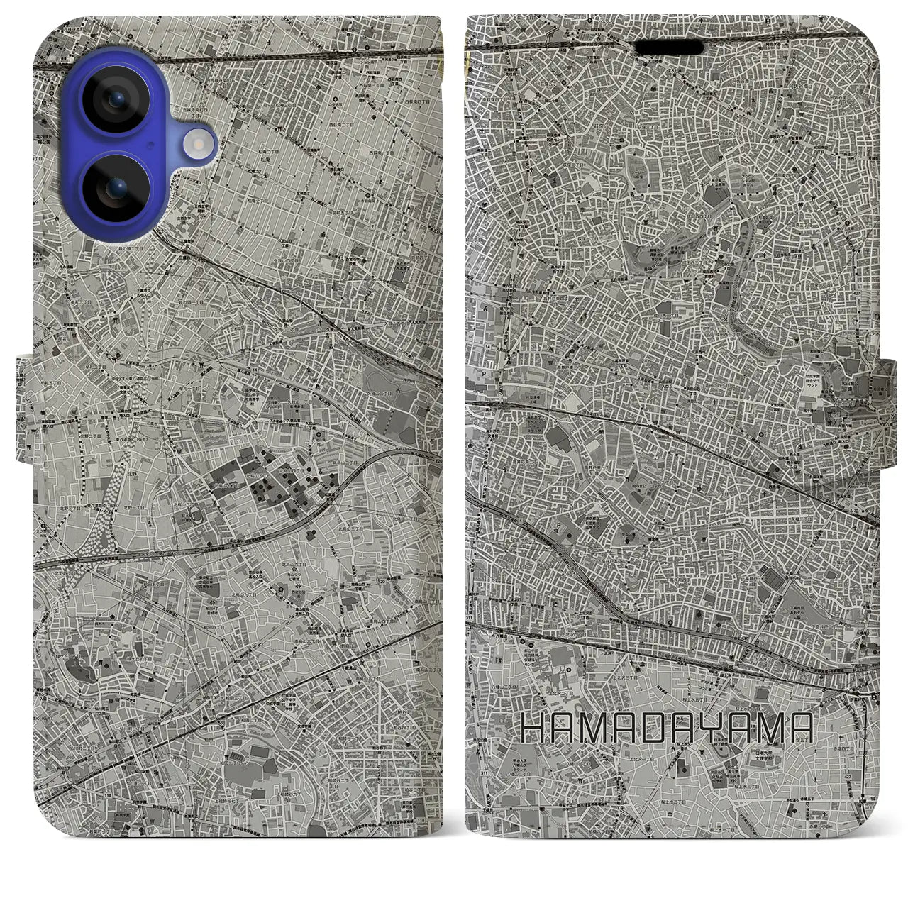 【浜田山(東京都)】地図柄iPhoneケース(手帳タイプ)