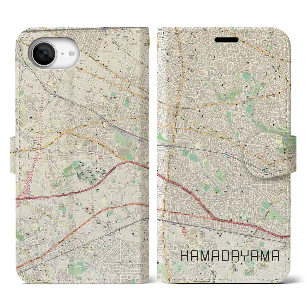 【浜田山(東京都)】地図柄iPhoneケース(手帳タイプ)