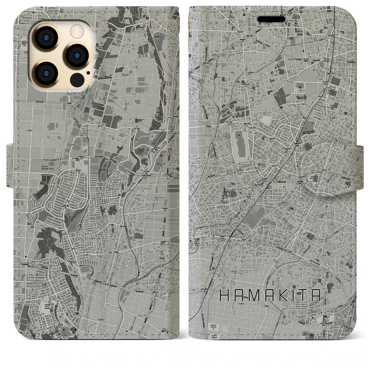 【浜北(静岡県)】地図柄iPhoneケース(手帳タイプ)