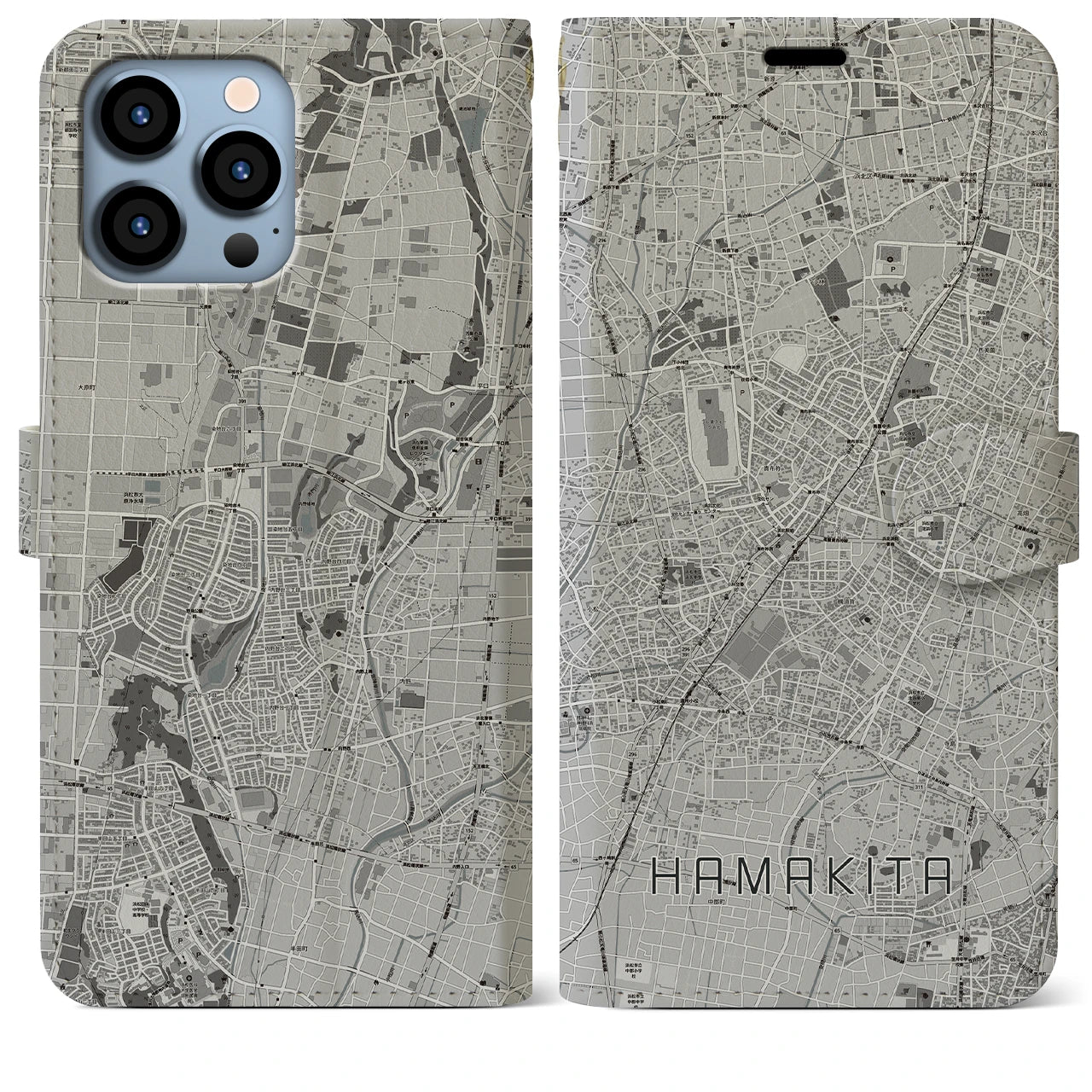 【浜北(静岡県)】地図柄iPhoneケース(手帳タイプ)