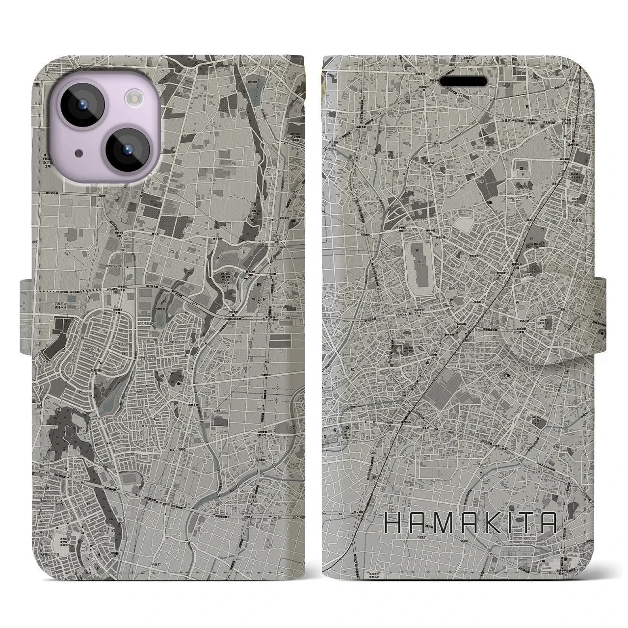 【浜北(静岡県)】地図柄iPhoneケース(手帳タイプ)