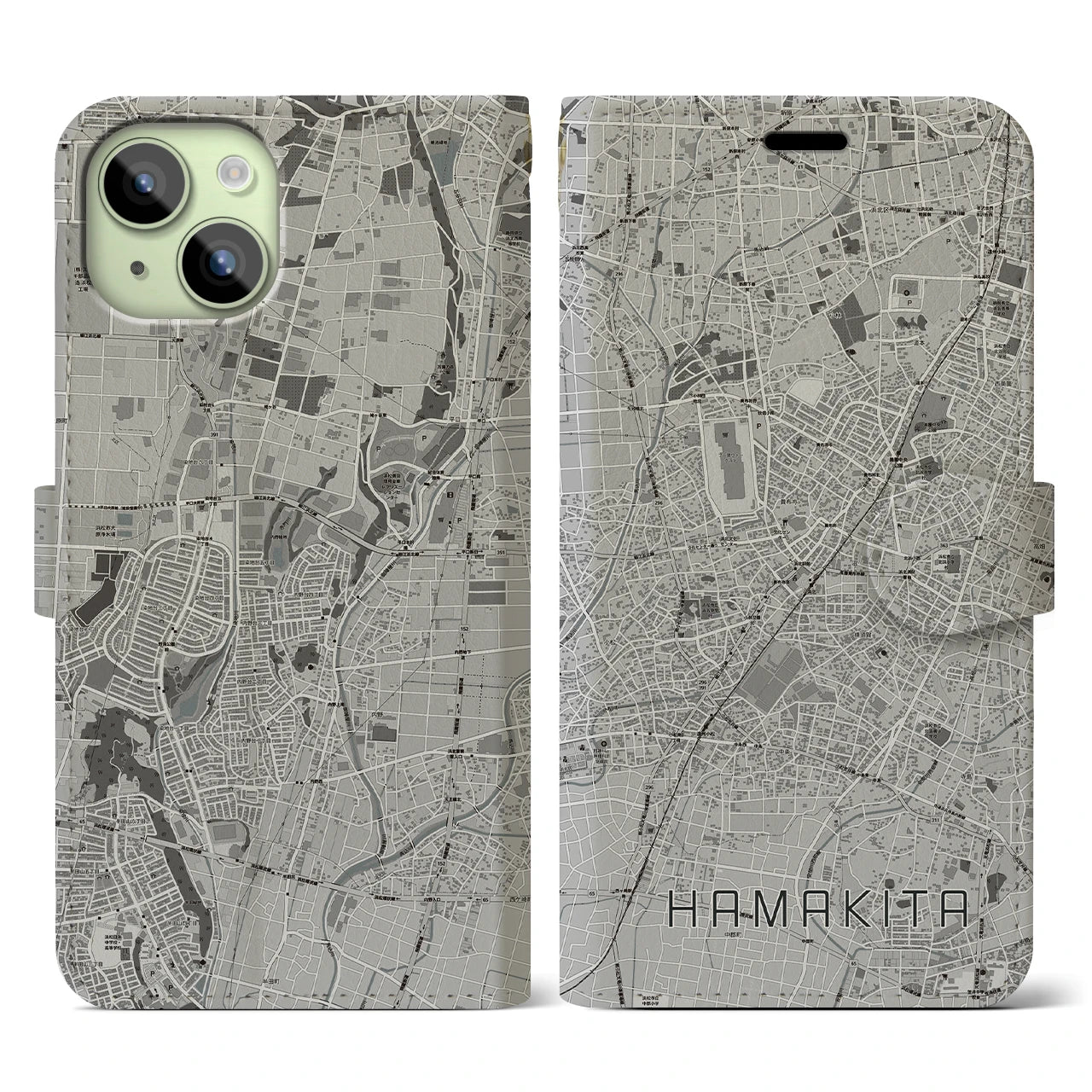 【浜北(静岡県)】地図柄iPhoneケース(手帳タイプ)