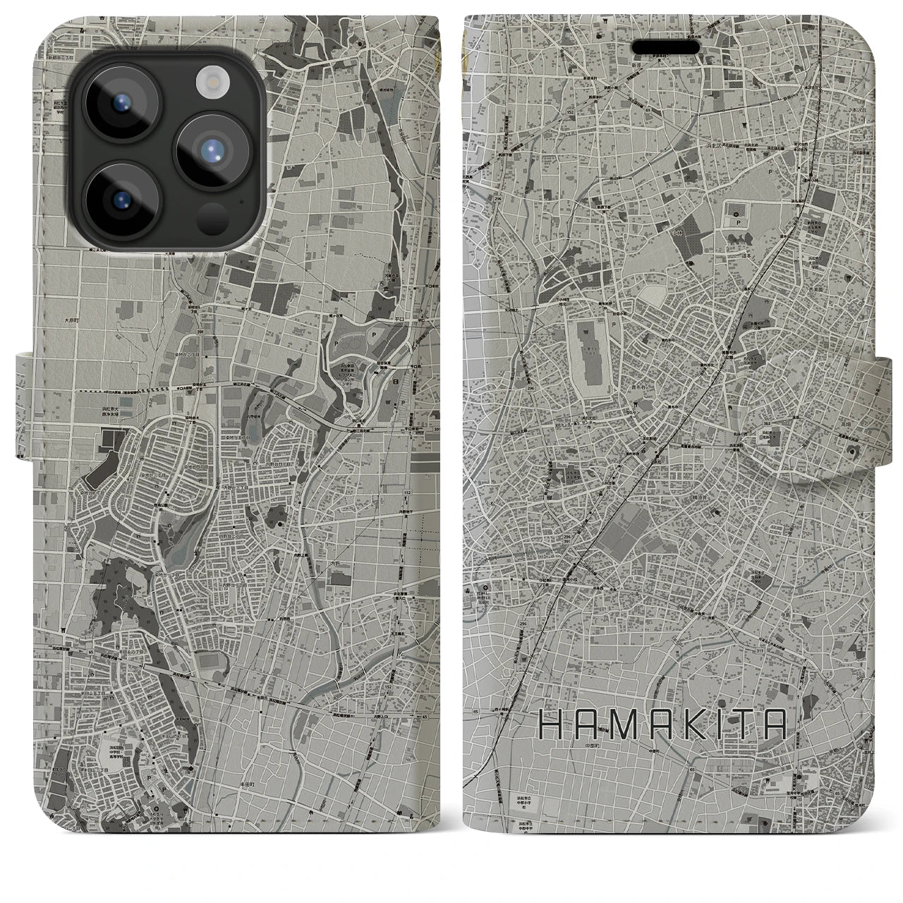 【浜北(静岡県)】地図柄iPhoneケース(手帳タイプ)